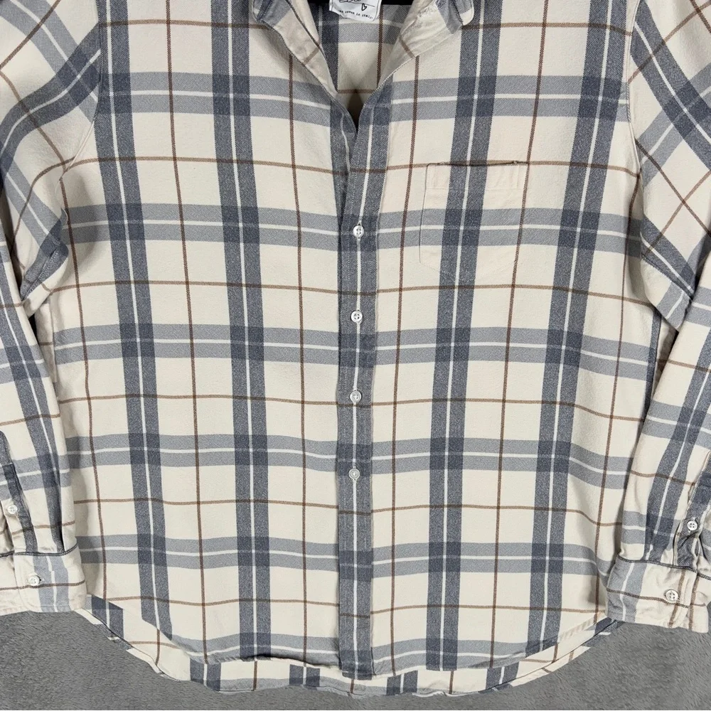 Frank & Eileen Eileen Relaxed Plaid Button Up Shirt Women's Large Cream Gray - Picture 4 of 10
